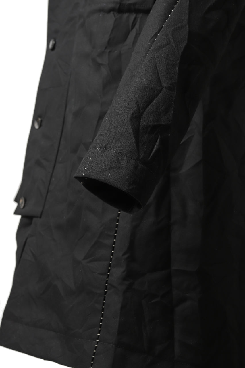 画像をギャラリービューアに読み込む, masnada MILITARY HOODIE LONG PARKA COAT with BOA LINNER /  COTONE STROPICCIATO (BLACK)