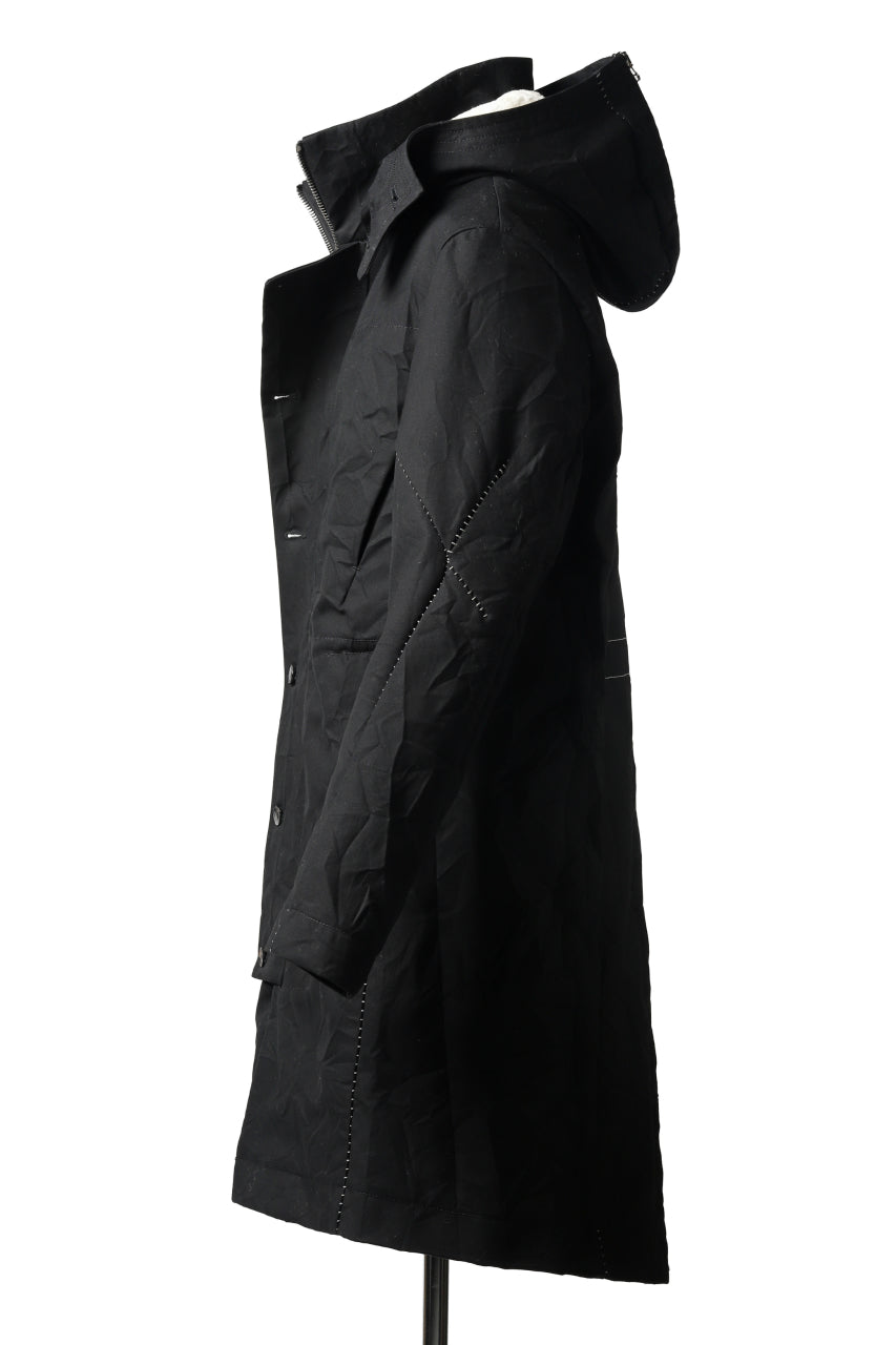 画像をギャラリービューアに読み込む, masnada MILITARY HOODIE LONG PARKA COAT with BOA LINNER /  COTONE STROPICCIATO (BLACK)