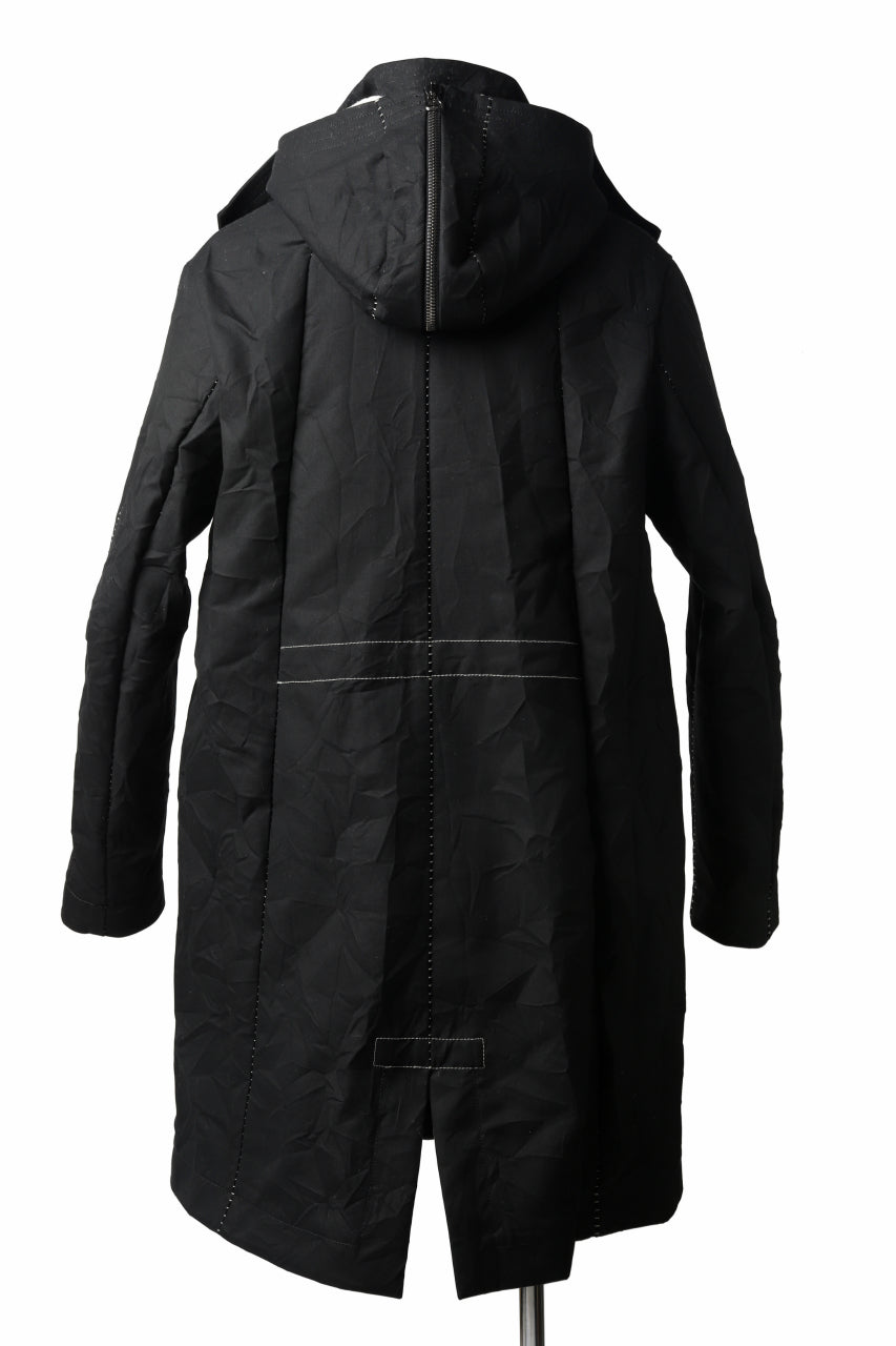 画像をギャラリービューアに読み込む, masnada MILITARY HOODIE LONG PARKA COAT with BOA LINNER /  COTONE STROPICCIATO (BLACK)