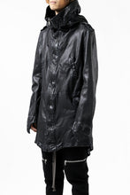 Load image into Gallery viewer, ISAMU KATAYAMA BACKLASH MODS COAT / GOAT LEATHER (GARMENT + SPRAY DYED BLACK)