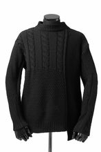 画像をギャラリービューアに読み込む, ISAMU KATAYAMA BACKLASH MOCK NECK PATCHWORK KNIT PULLOVER / ALPACA WOOL (BLACK)