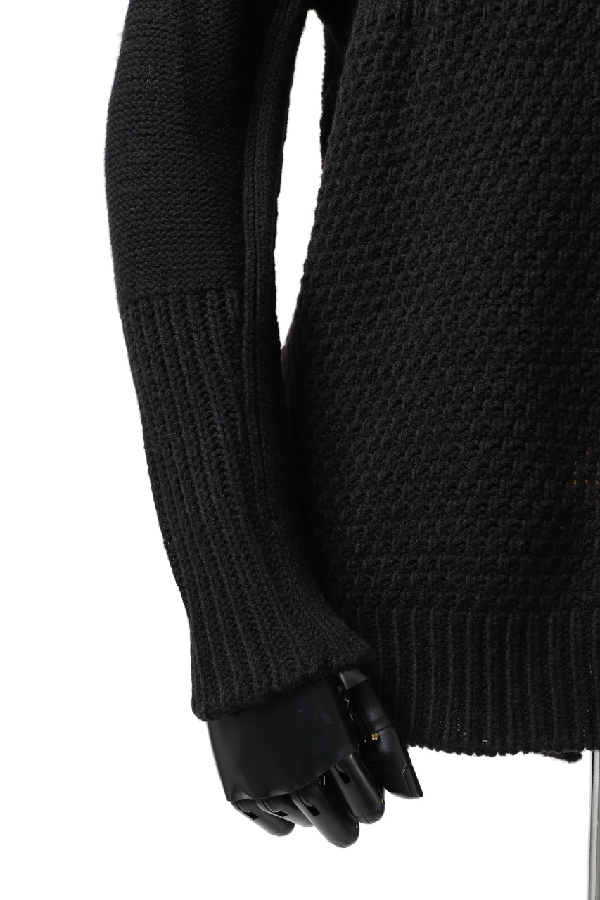 画像をギャラリービューアに読み込む, ISAMU KATAYAMA BACKLASH MOCK NECK PATCHWORK KNIT PULLOVER / ALPACA WOOL (BLACK)
