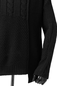 画像をギャラリービューアに読み込む, ISAMU KATAYAMA BACKLASH MOCK NECK PATCHWORK KNIT PULLOVER / ALPACA WOOL (BLACK)