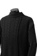 画像をギャラリービューアに読み込む, ISAMU KATAYAMA BACKLASH MOCK NECK PATCHWORK KNIT PULLOVER / ALPACA WOOL (BLACK)