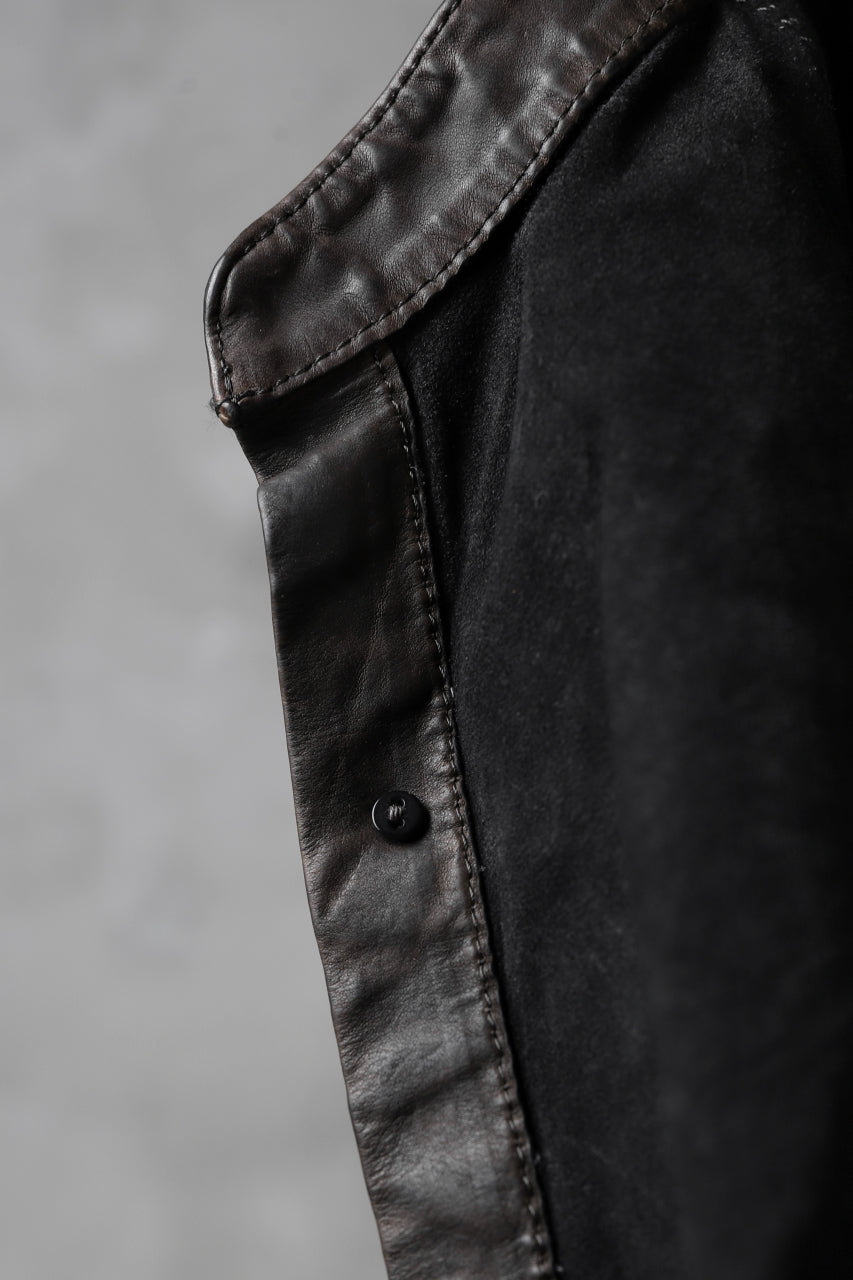 Load image into Gallery viewer, ISAMU KATAYAMA BACKLASH exclusive LEATHER SHIRT / ITALY SHOULDER 0.6mm (DARK GREY)
