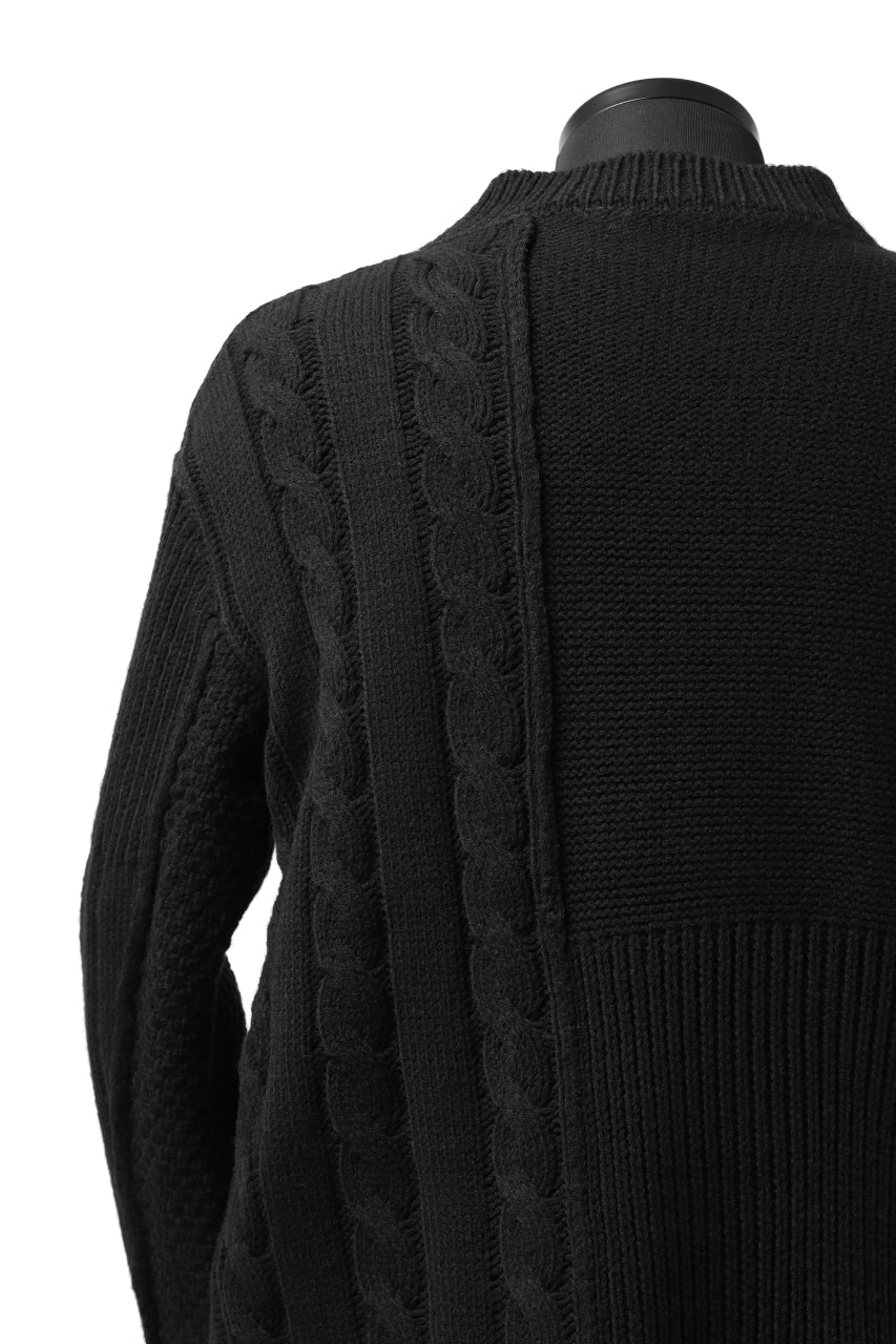 画像をギャラリービューアに読み込む, ISAMU KATAYAMA BACKLASH MOCK NECK PATCHWORK KNIT PULLOVER / ALPACA WOOL (BLACK)
