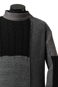 Load image into Gallery viewer, ISAMU KATAYAMA BACKLASH MOCK NECK PATCHWORK KNIT PULLOVER / ALPACA WOOL (GREY)