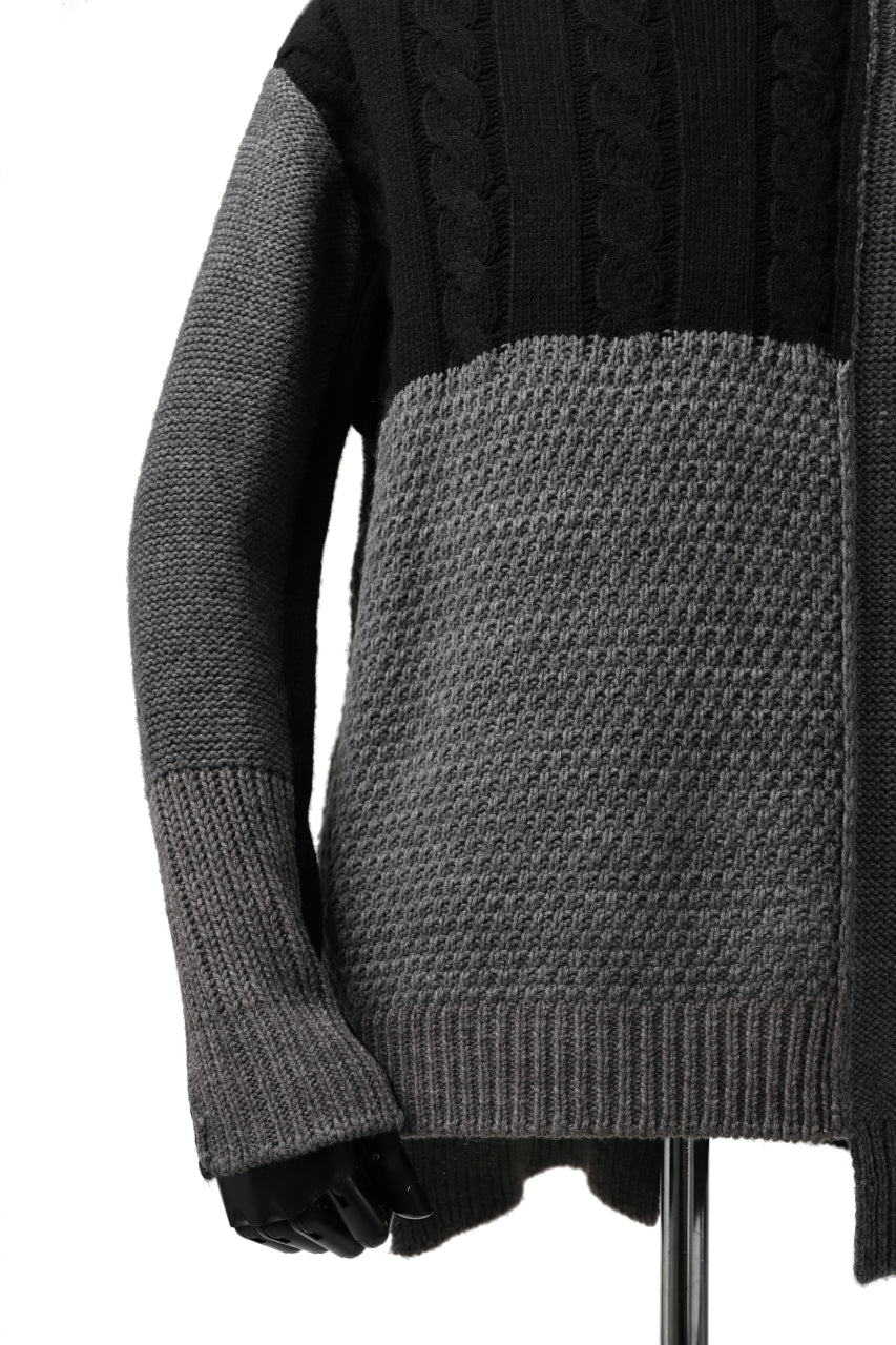 Load image into Gallery viewer, ISAMU KATAYAMA BACKLASH MOCK NECK PATCHWORK KNIT PULLOVER / ALPACA WOOL (GREY)