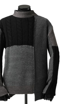 Load image into Gallery viewer, ISAMU KATAYAMA BACKLASH MOCK NECK PATCHWORK KNIT PULLOVER / ALPACA WOOL (GREY)