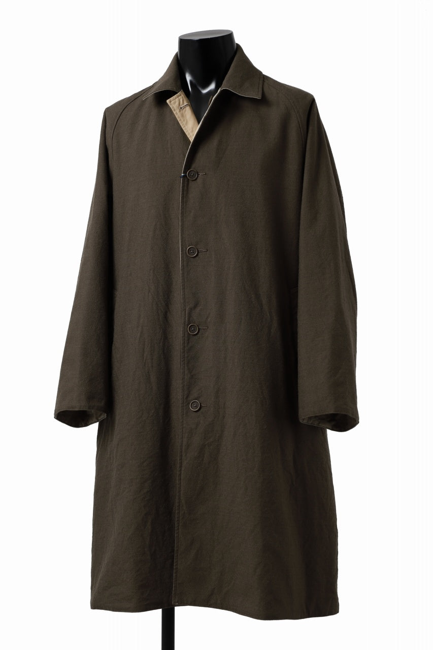 画像をギャラリービューアに読み込む, CAPERTICA REVERSIBLE MAC COAT / WASHABLE WOOL GABA &amp; VENTILE COTTON WEATHER (GREY KHAKI)