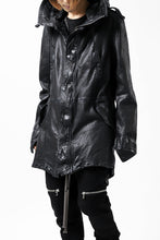 Load image into Gallery viewer, ISAMU KATAYAMA BACKLASH MODS COAT / GOAT LEATHER (GARMENT + SPRAY DYED BLACK)