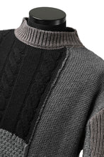 Load image into Gallery viewer, ISAMU KATAYAMA BACKLASH MOCK NECK PATCHWORK KNIT PULLOVER / ALPACA WOOL (GREY)