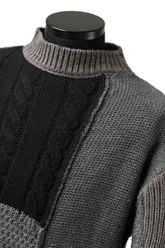 Load image into Gallery viewer, ISAMU KATAYAMA BACKLASH MOCK NECK PATCHWORK KNIT PULLOVER / ALPACA WOOL (GREY)