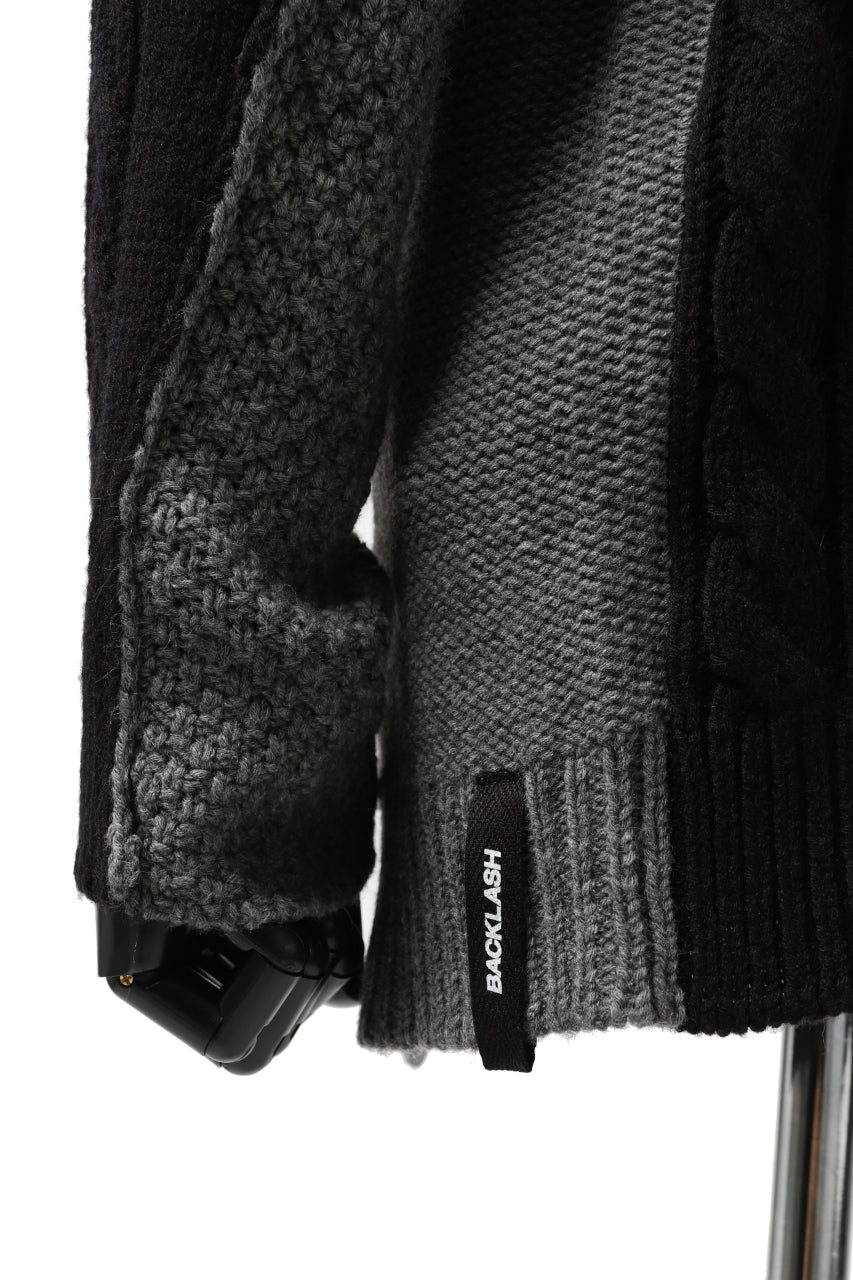 Load image into Gallery viewer, ISAMU KATAYAMA BACKLASH MOCK NECK PATCHWORK KNIT PULLOVER / ALPACA WOOL (GREY)