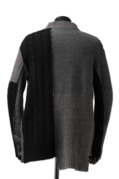 Load image into Gallery viewer, ISAMU KATAYAMA BACKLASH MOCK NECK PATCHWORK KNIT PULLOVER / ALPACA WOOL (GREY)