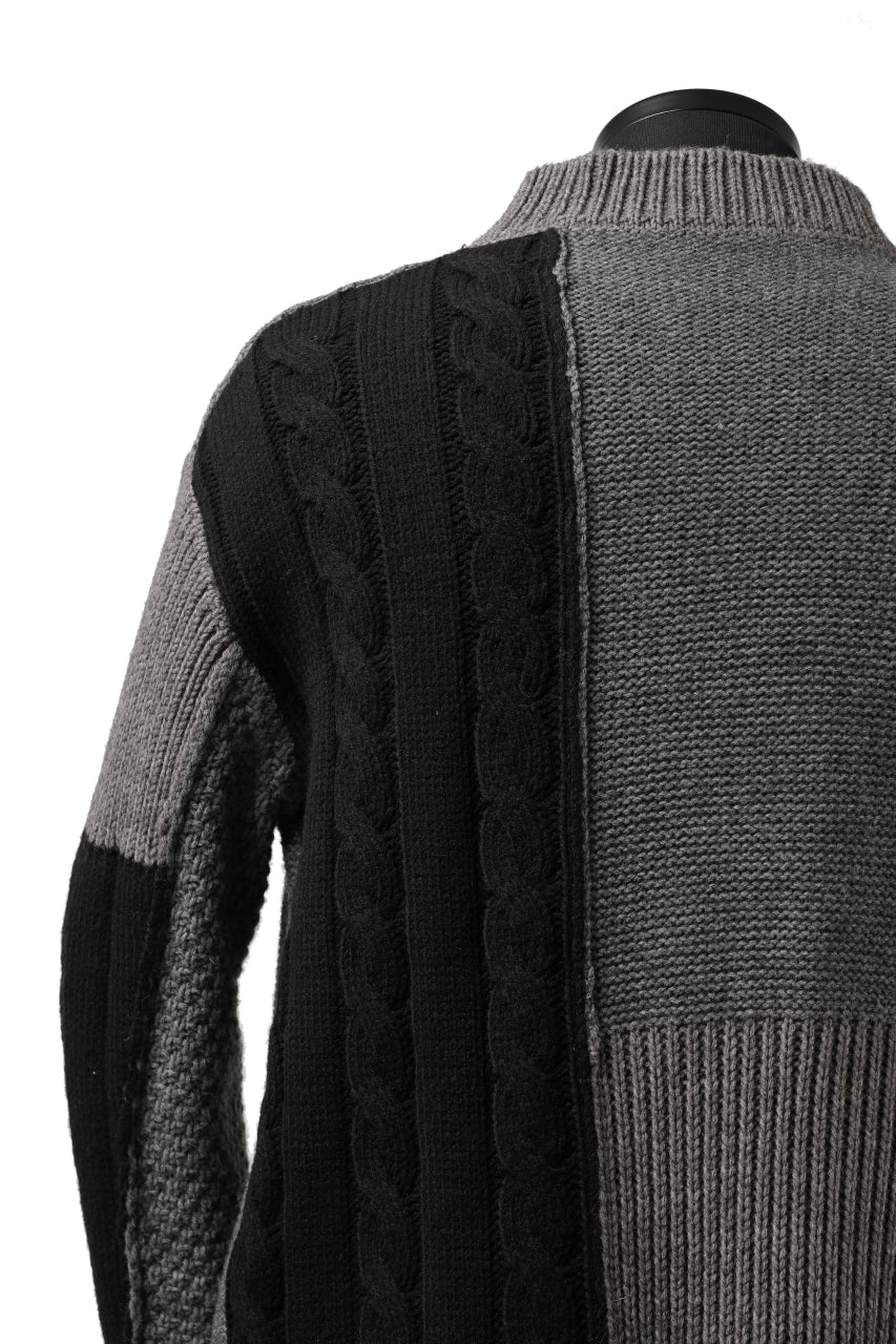 Load image into Gallery viewer, ISAMU KATAYAMA BACKLASH MOCK NECK PATCHWORK KNIT PULLOVER / ALPACA WOOL (GREY)