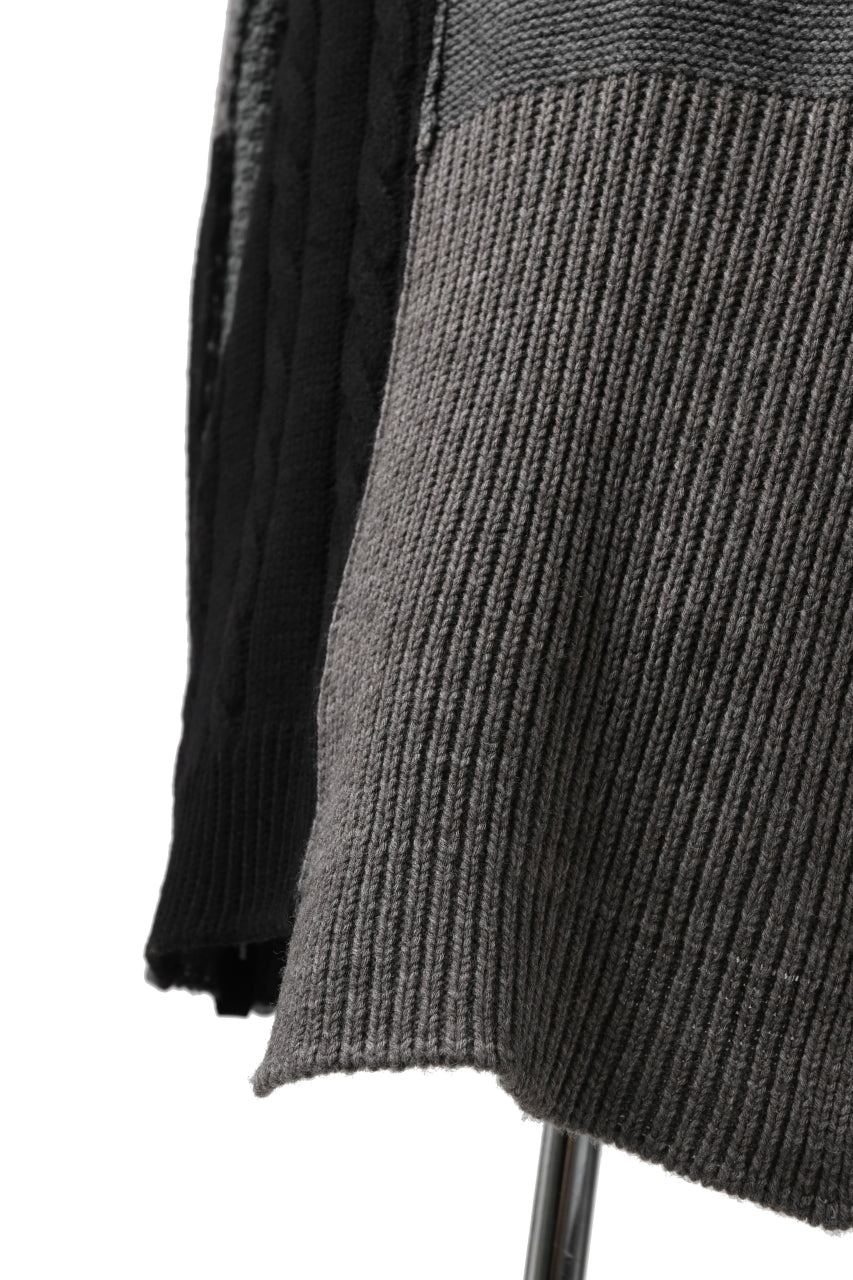 Load image into Gallery viewer, ISAMU KATAYAMA BACKLASH MOCK NECK PATCHWORK KNIT PULLOVER / ALPACA WOOL (GREY)