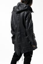Load image into Gallery viewer, ISAMU KATAYAMA BACKLASH MODS COAT / GOAT LEATHER (GARMENT + SPRAY DYED BLACK)