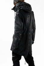 Load image into Gallery viewer, ISAMU KATAYAMA BACKLASH MODS COAT / GOAT LEATHER (GARMENT + SPRAY DYED BLACK)