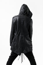 Load image into Gallery viewer, ISAMU KATAYAMA BACKLASH MODS COAT / GOAT LEATHER (GARMENT + SPRAY DYED BLACK)
