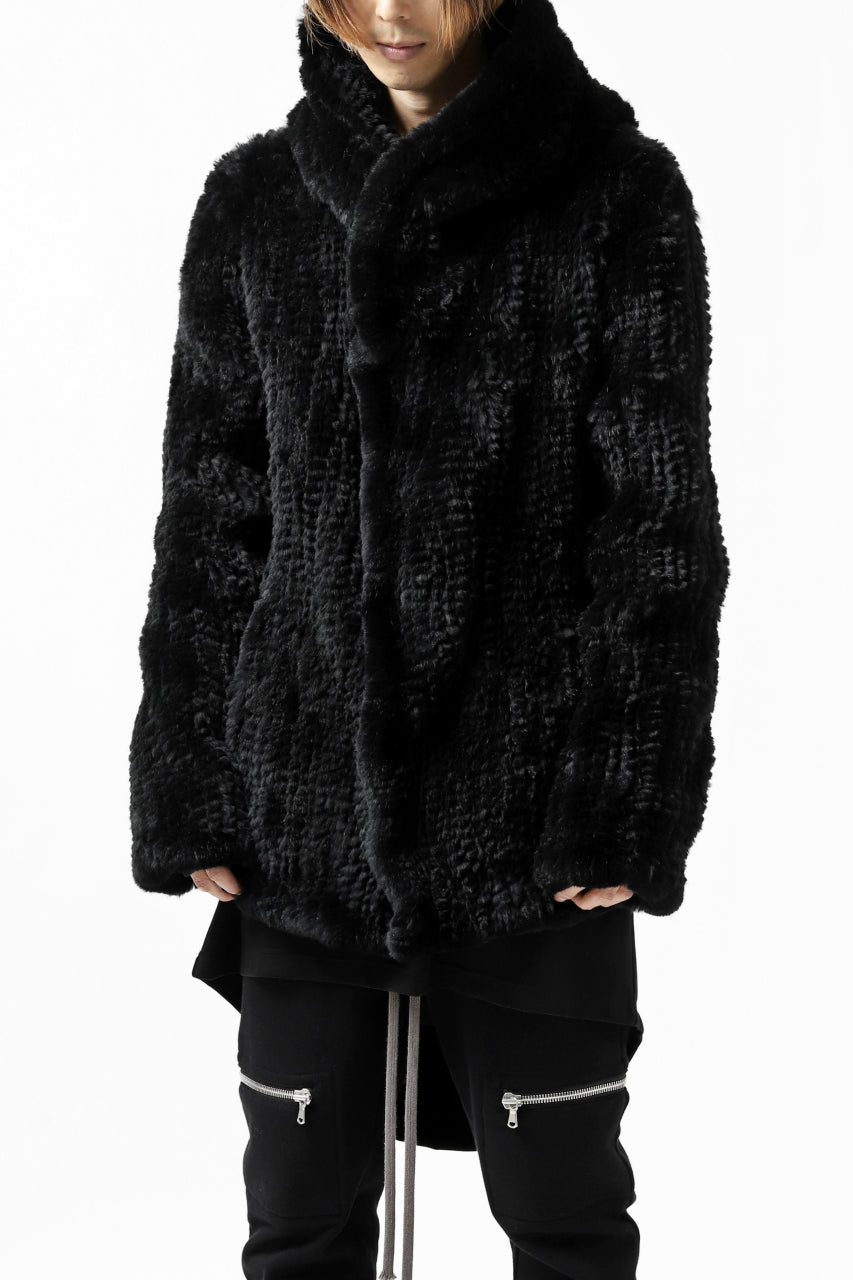 Load image into Gallery viewer, ISAMU KATAYAMA BACKLASH HOODIE KNIT BLOUSON / RABIT FUR (BLACK)
