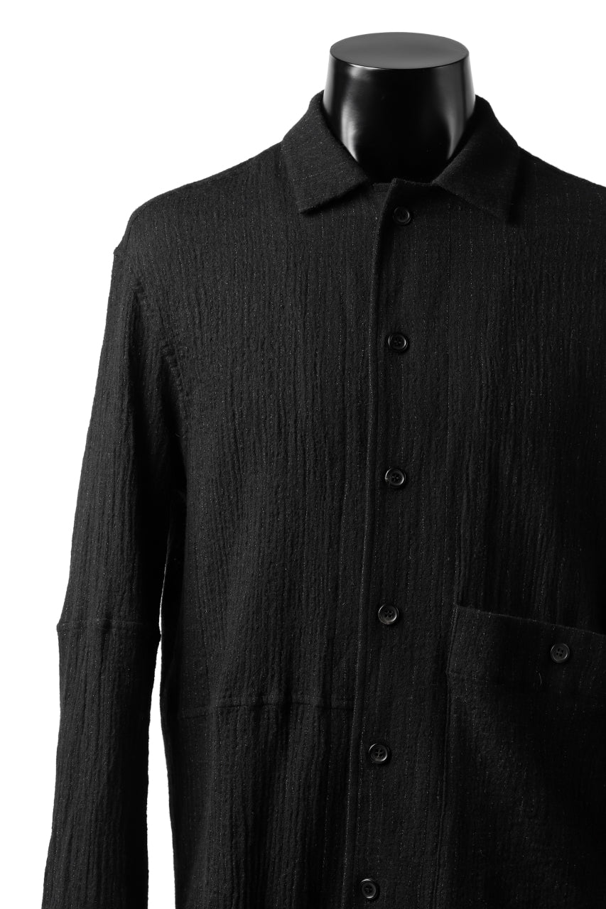 forme d'expression Long Wool Shirt with Pocket (Black)