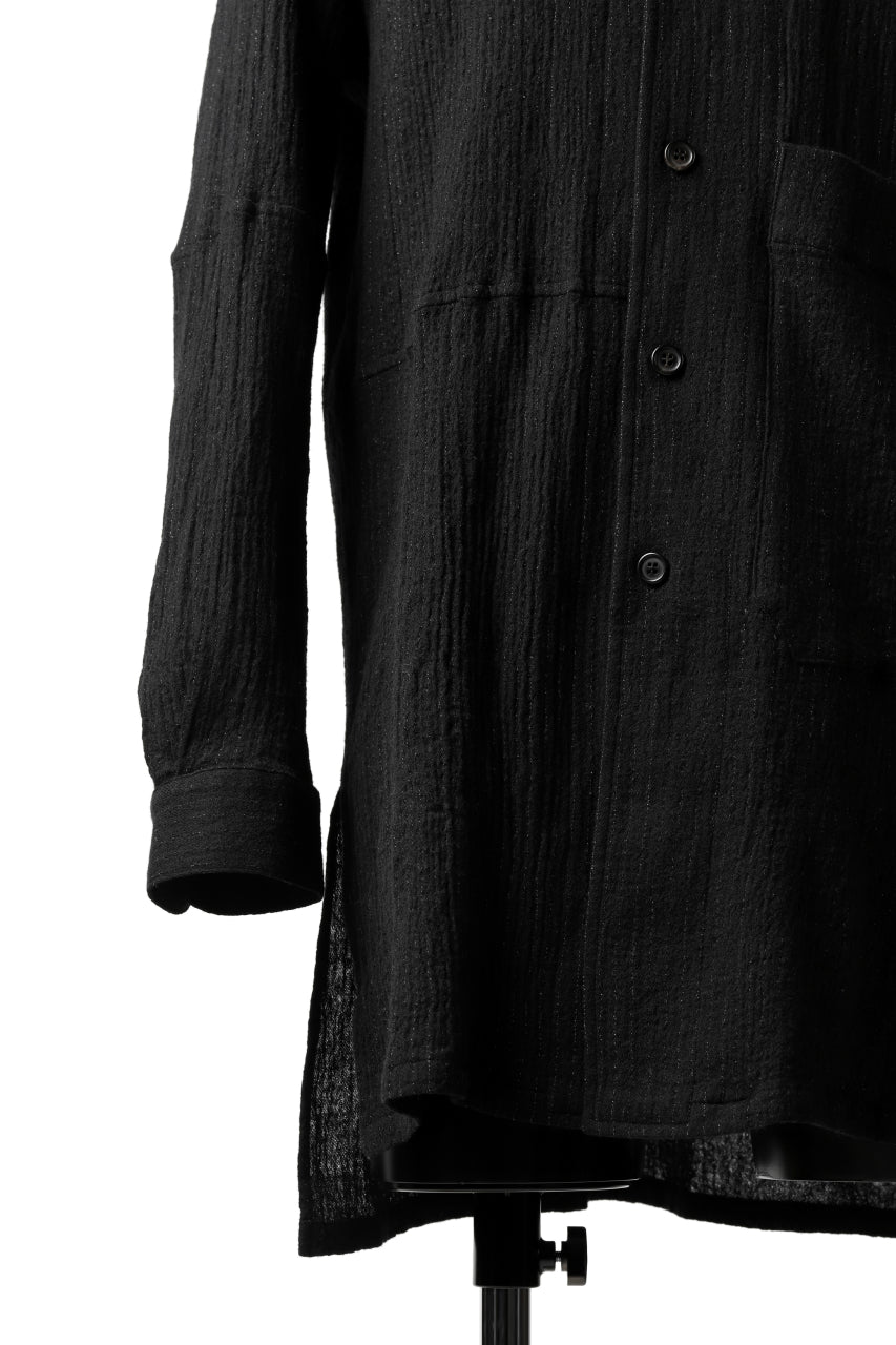 画像をギャラリービューアに読み込む, forme d'expression Long Wool Shirt with Pocket (Black)