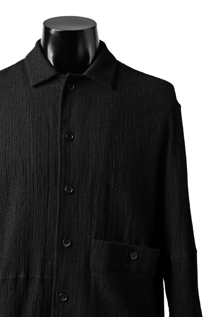 画像をギャラリービューアに読み込む, forme d'expression Long Wool Shirt with Pocket (Black)