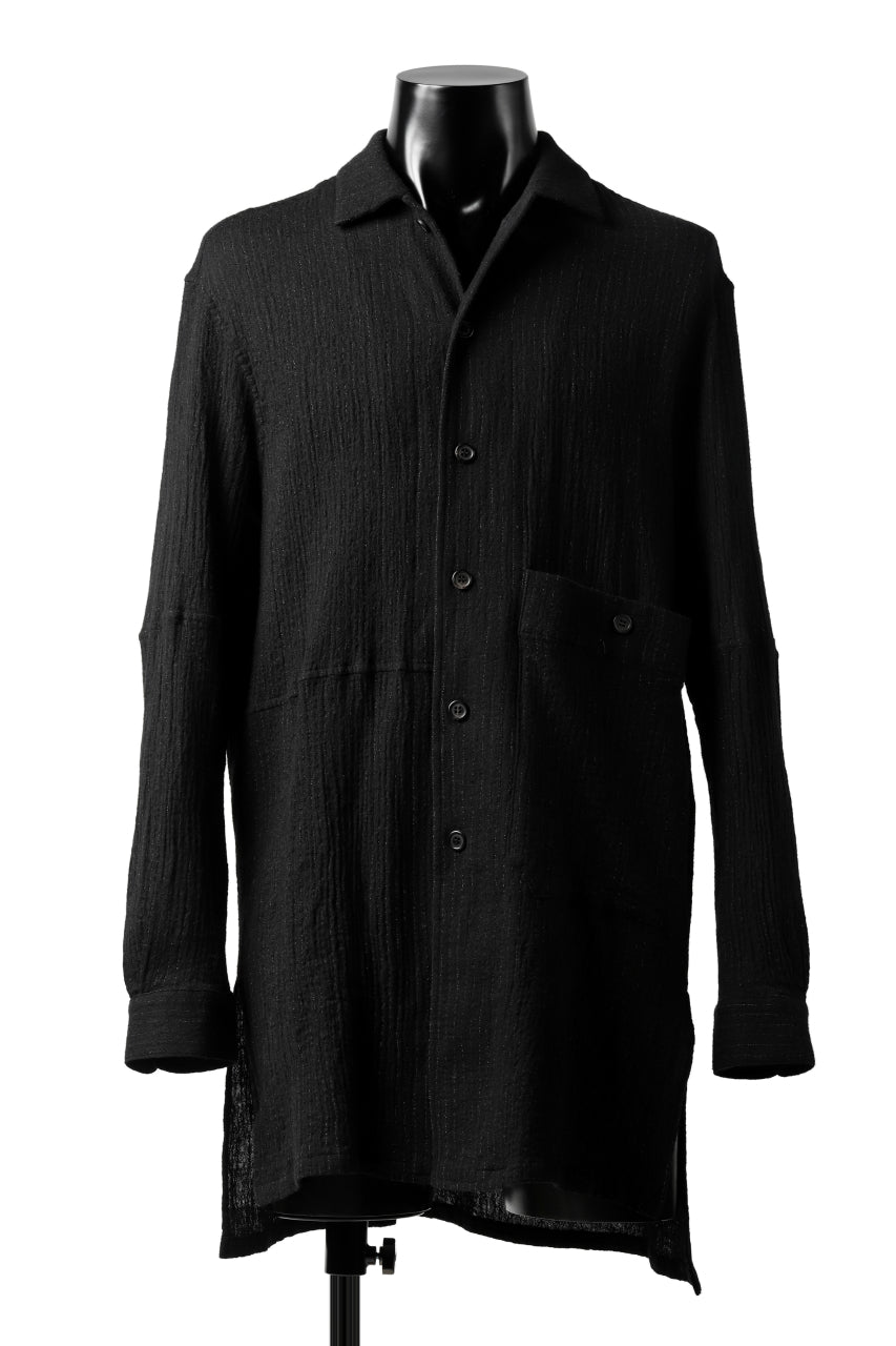 画像をギャラリービューアに読み込む, forme d'expression Long Wool Shirt with Pocket (Black)
