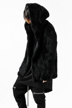 Load image into Gallery viewer, ISAMU KATAYAMA BACKLASH HOODIE KNIT BLOUSON / RABIT FUR (BLACK)
