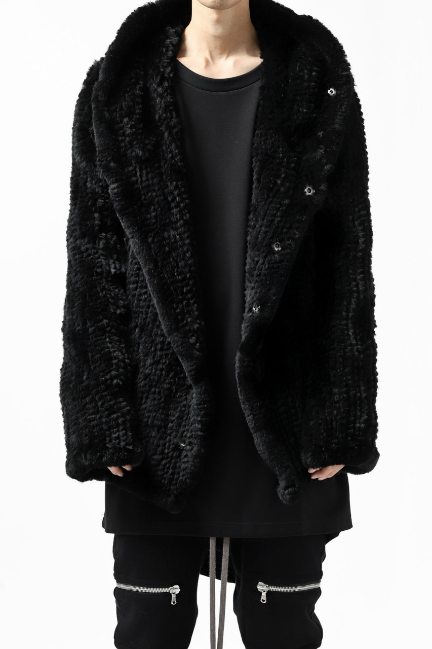 Load image into Gallery viewer, ISAMU KATAYAMA BACKLASH HOODIE KNIT BLOUSON / RABIT FUR (BLACK)