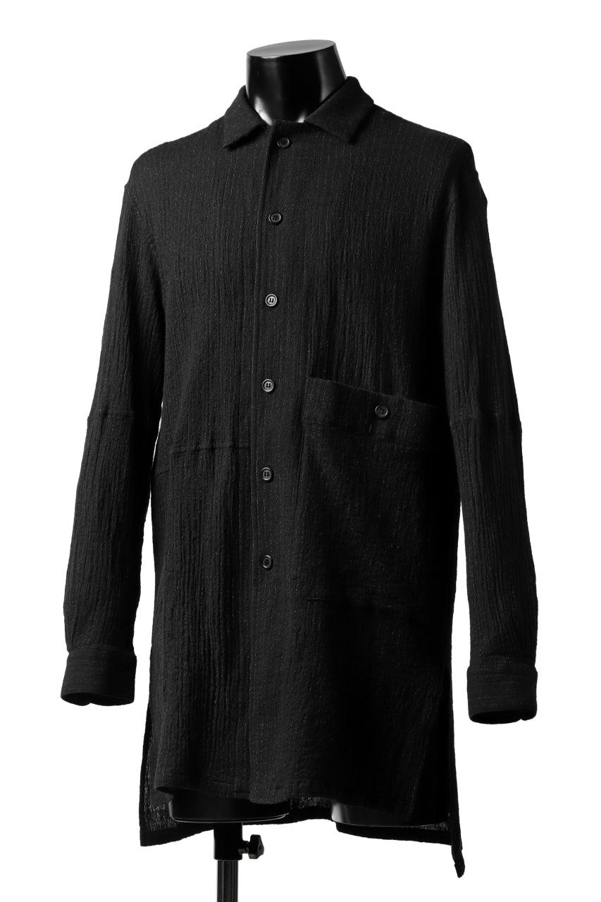 画像をギャラリービューアに読み込む, forme d'expression Long Wool Shirt with Pocket (Black)