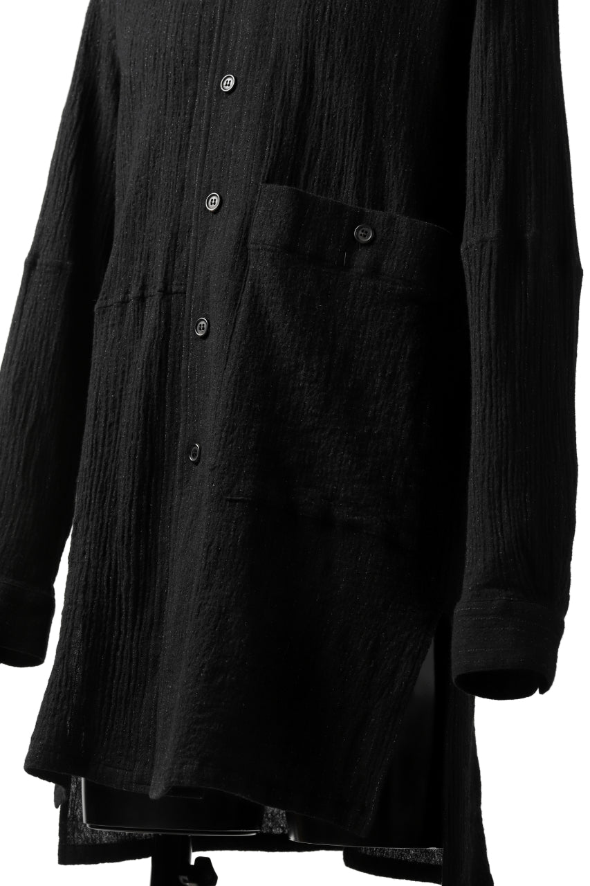画像をギャラリービューアに読み込む, forme d'expression Long Wool Shirt with Pocket (Black)