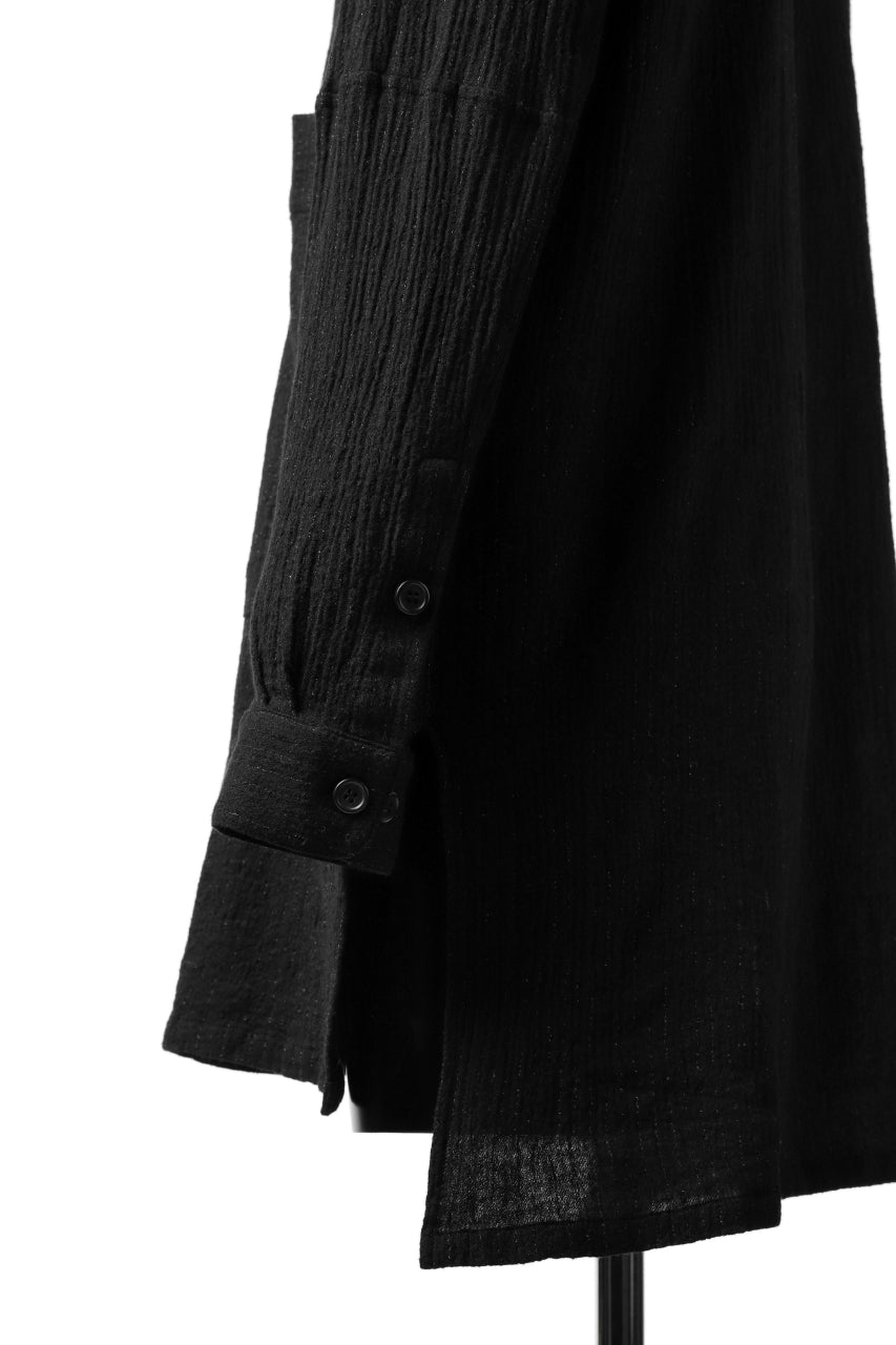 画像をギャラリービューアに読み込む, forme d'expression Long Wool Shirt with Pocket (Black)
