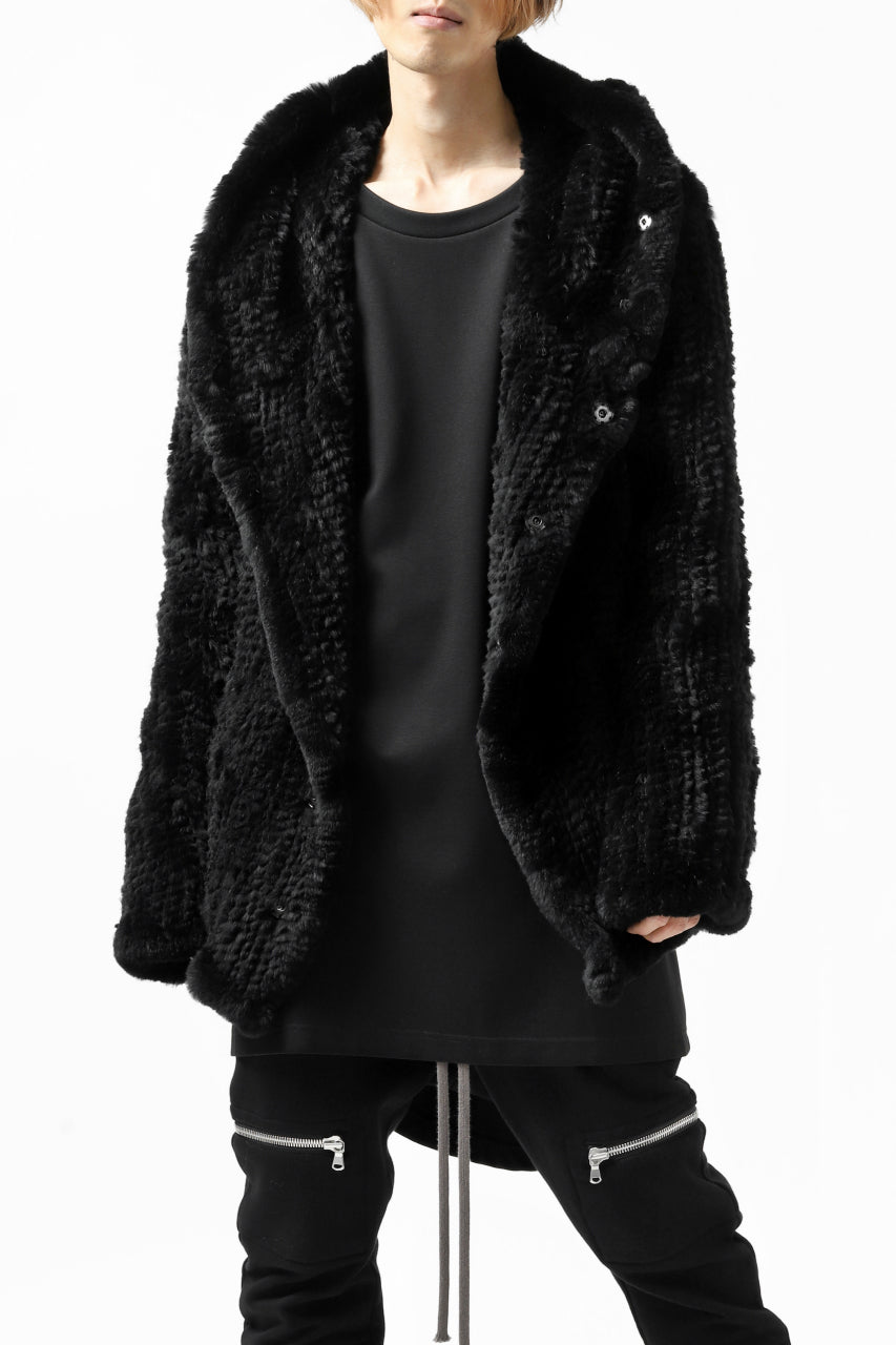 Load image into Gallery viewer, ISAMU KATAYAMA BACKLASH HOODIE KNIT BLOUSON / RABIT FUR (BLACK)
