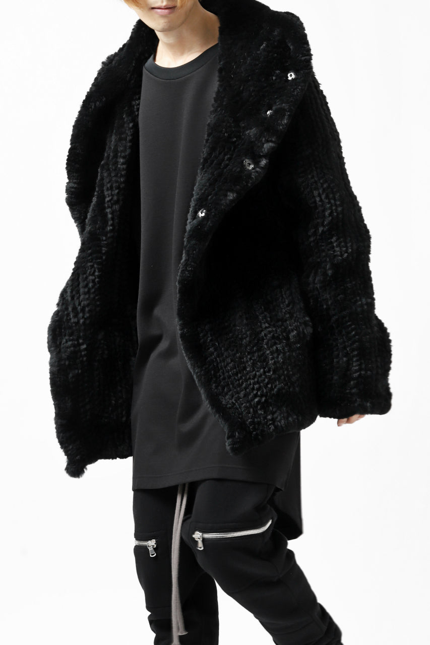 Load image into Gallery viewer, ISAMU KATAYAMA BACKLASH HOODIE KNIT BLOUSON / RABIT FUR (BLACK)