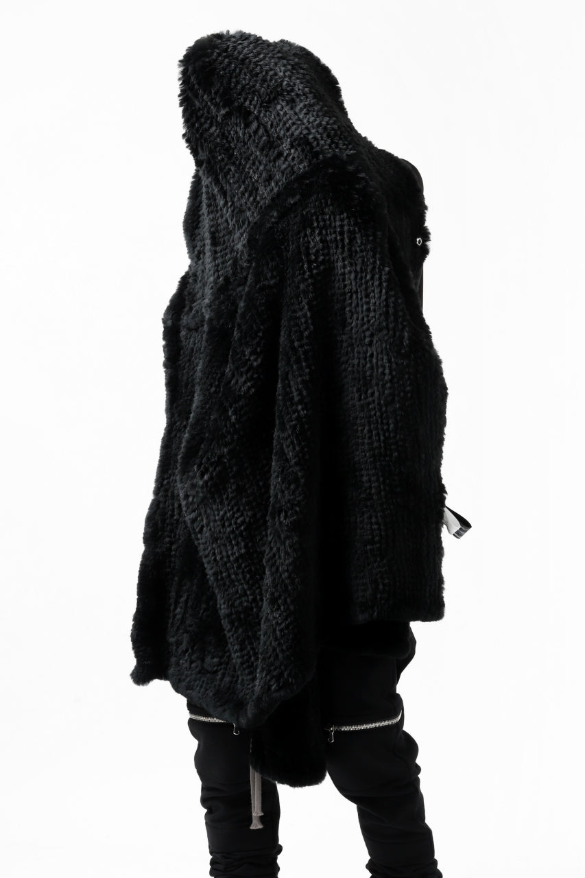 Load image into Gallery viewer, ISAMU KATAYAMA BACKLASH HOODIE KNIT BLOUSON / RABIT FUR (BLACK)