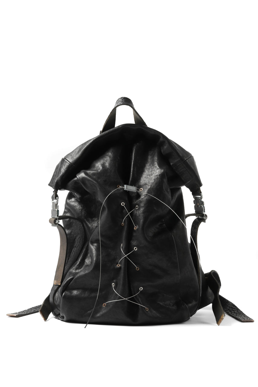 Load image into Gallery viewer, ierib roll top ruck sack / Oiled Horse Leather (BLACK)