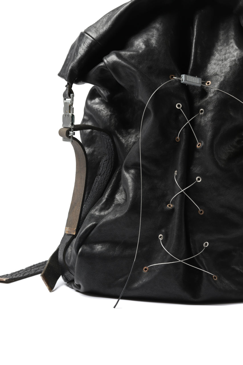 Load image into Gallery viewer, ierib roll top ruck sack / Oiled Horse Leather (BLACK)
