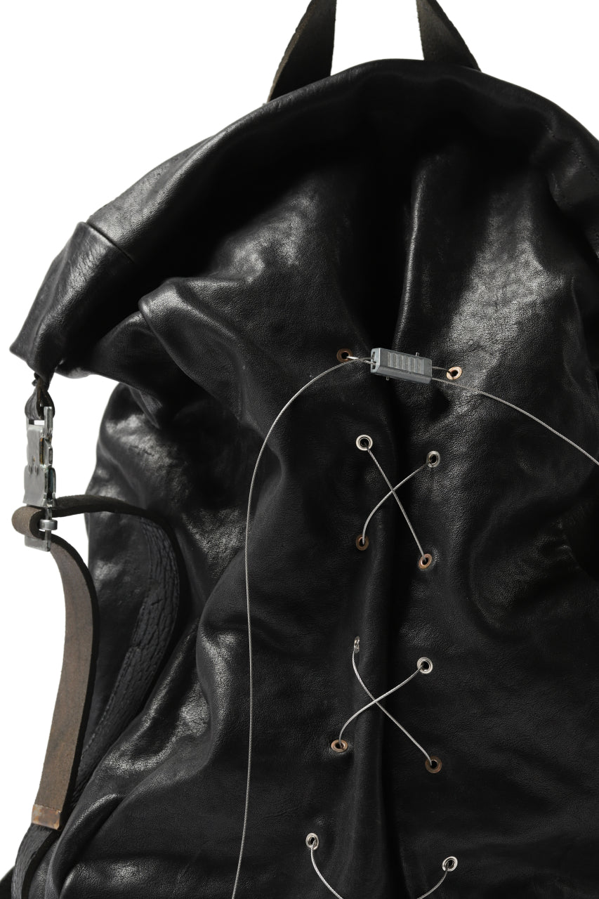 Load image into Gallery viewer, ierib roll top ruck sack / Oiled Horse Leather (BLACK)