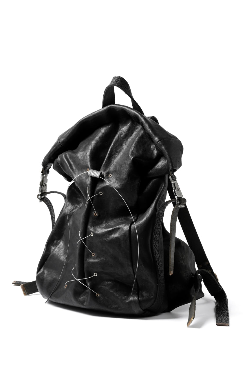 Load image into Gallery viewer, ierib roll top ruck sack / Oiled Horse Leather (BLACK)