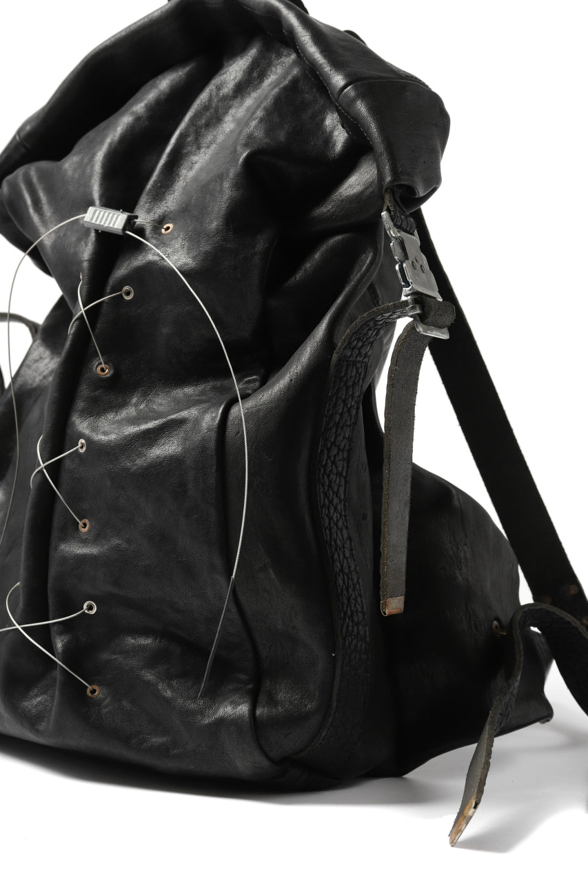 Load image into Gallery viewer, ierib roll top ruck sack / Oiled Horse Leather (BLACK)