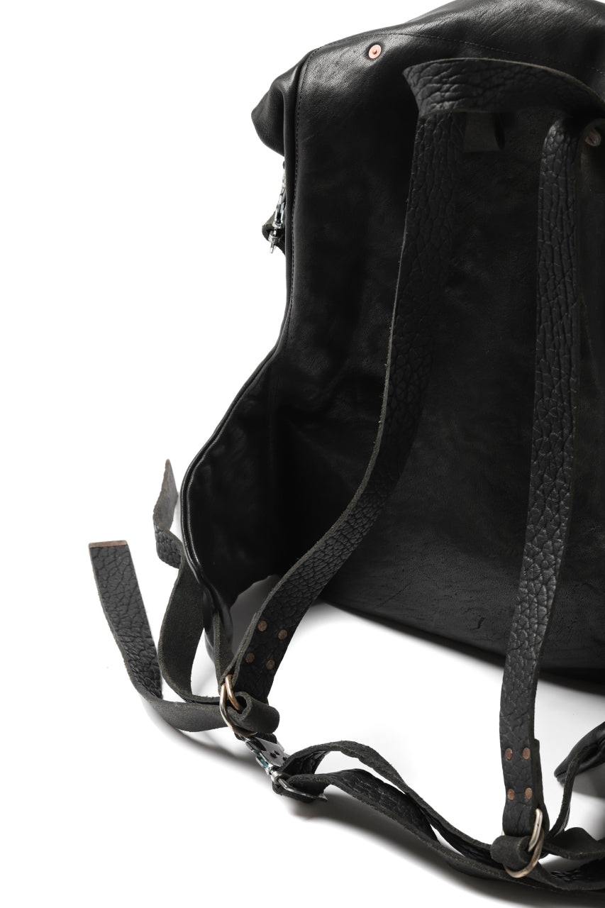 Load image into Gallery viewer, ierib roll top ruck sack / Oiled Horse Leather (BLACK)