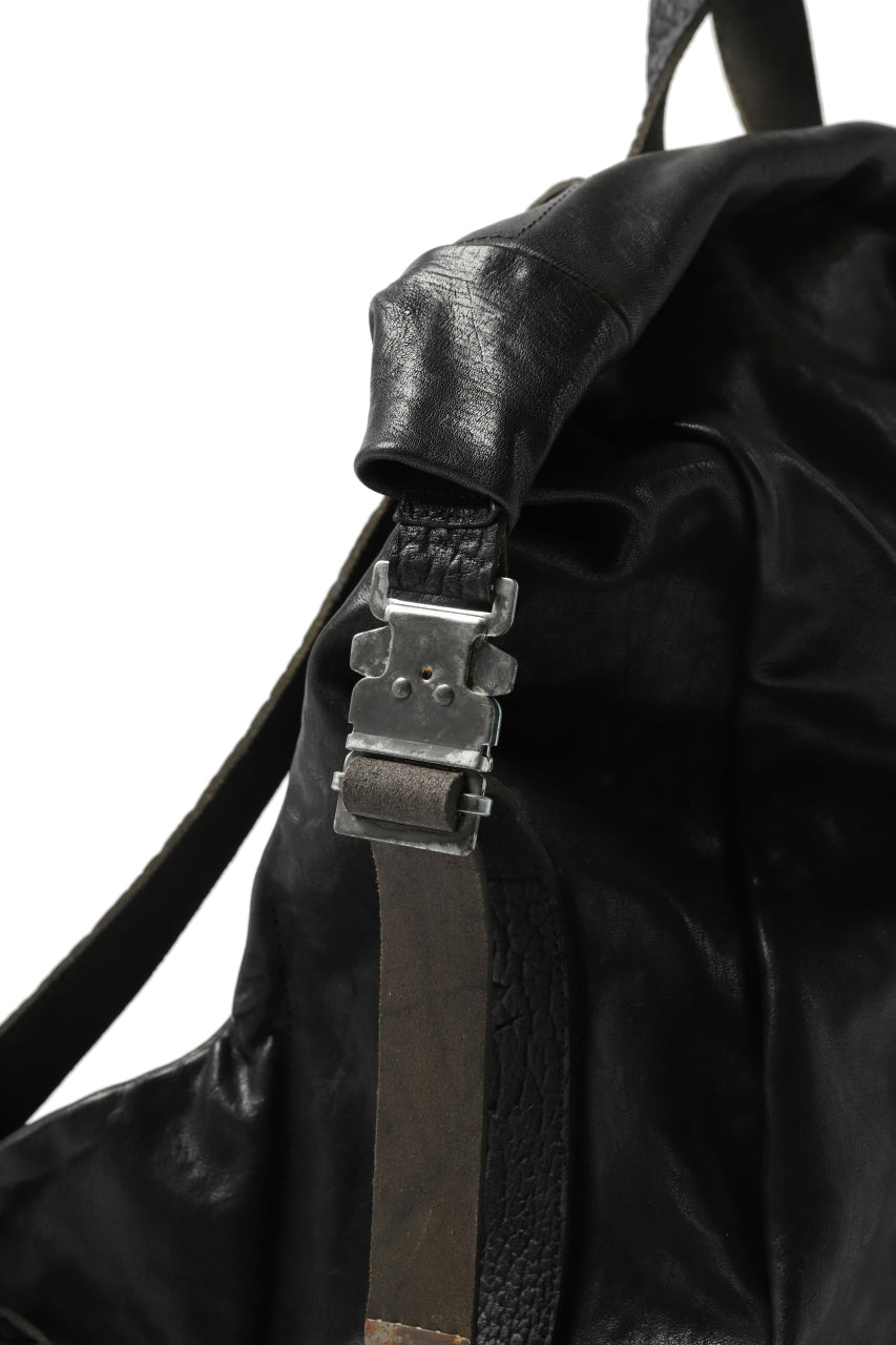 Load image into Gallery viewer, ierib roll top ruck sack / Oiled Horse Leather (BLACK)