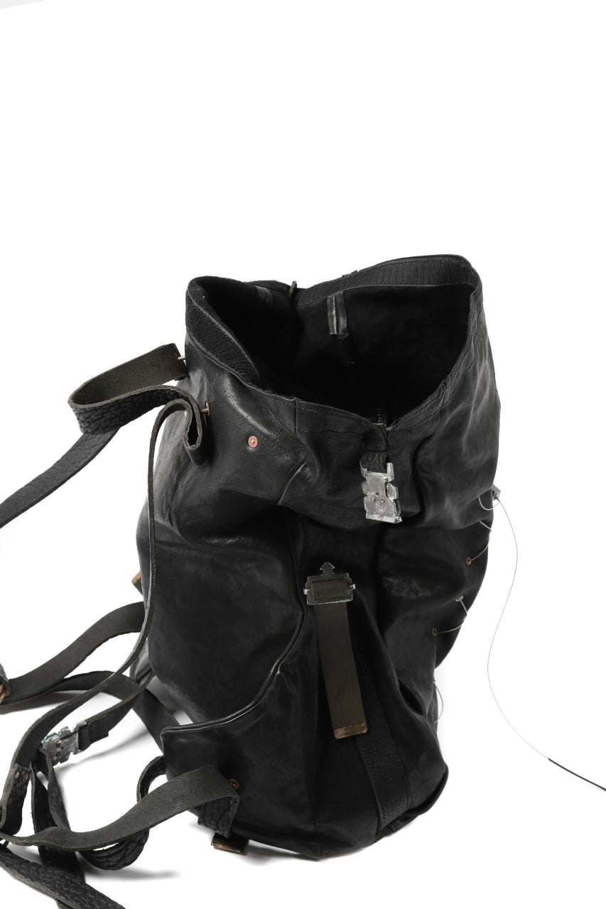 Load image into Gallery viewer, ierib roll top ruck sack / Oiled Horse Leather (BLACK)