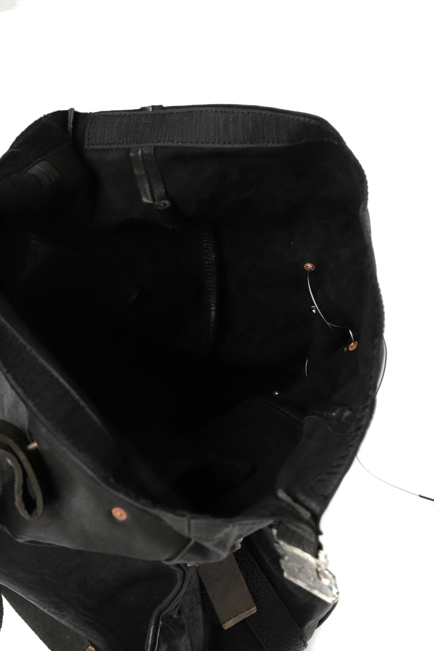 Load image into Gallery viewer, ierib roll top ruck sack / Oiled Horse Leather (BLACK)