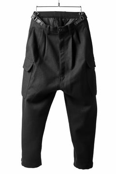 画像をギャラリービューアに読み込む, ISAMU KATAYAMA BACKLASH LOW CROTCH CARGO PANTS / CASHMERE WOOL MELTON (BLACK)