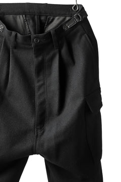 画像をギャラリービューアに読み込む, ISAMU KATAYAMA BACKLASH LOW CROTCH CARGO PANTS / CASHMERE WOOL MELTON (BLACK)
