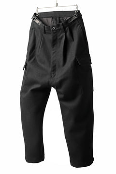 画像をギャラリービューアに読み込む, ISAMU KATAYAMA BACKLASH LOW CROTCH CARGO PANTS / CASHMERE WOOL MELTON (BLACK)