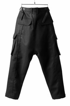 画像をギャラリービューアに読み込む, ISAMU KATAYAMA BACKLASH LOW CROTCH CARGO PANTS / CASHMERE WOOL MELTON (BLACK)
